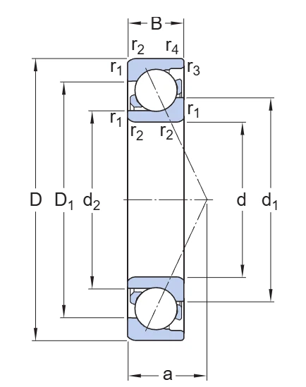 7311 ACCBM Angular Contact Ball Bearing drawing 7311 ACCBM Angular Contact Ball Bearing drawing